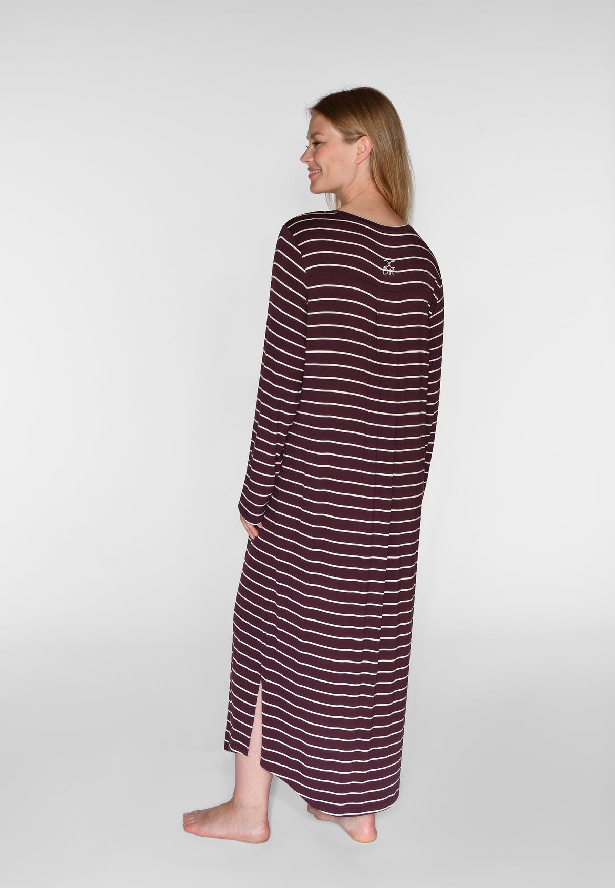 Nicole L/S Long Dress, Fudge Stripe