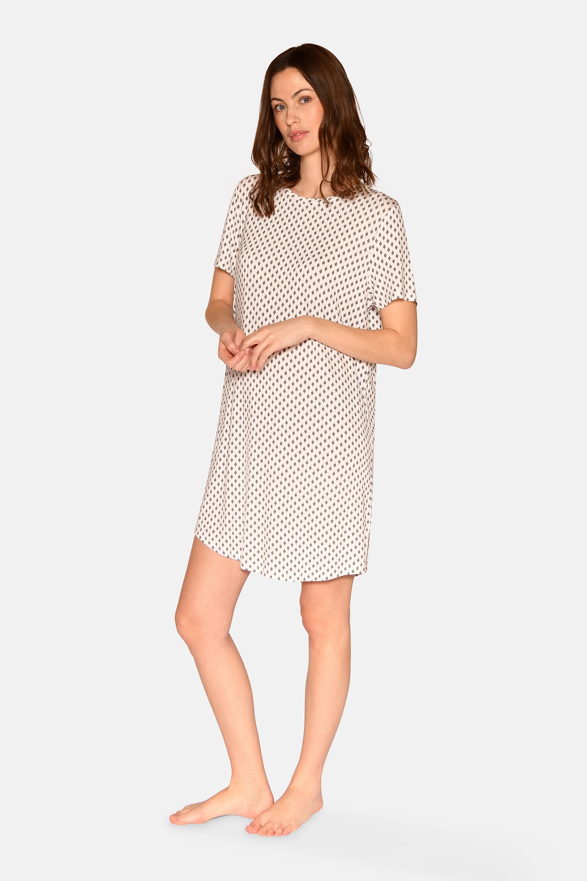 Nicole S/S Dress, Snow white AOP