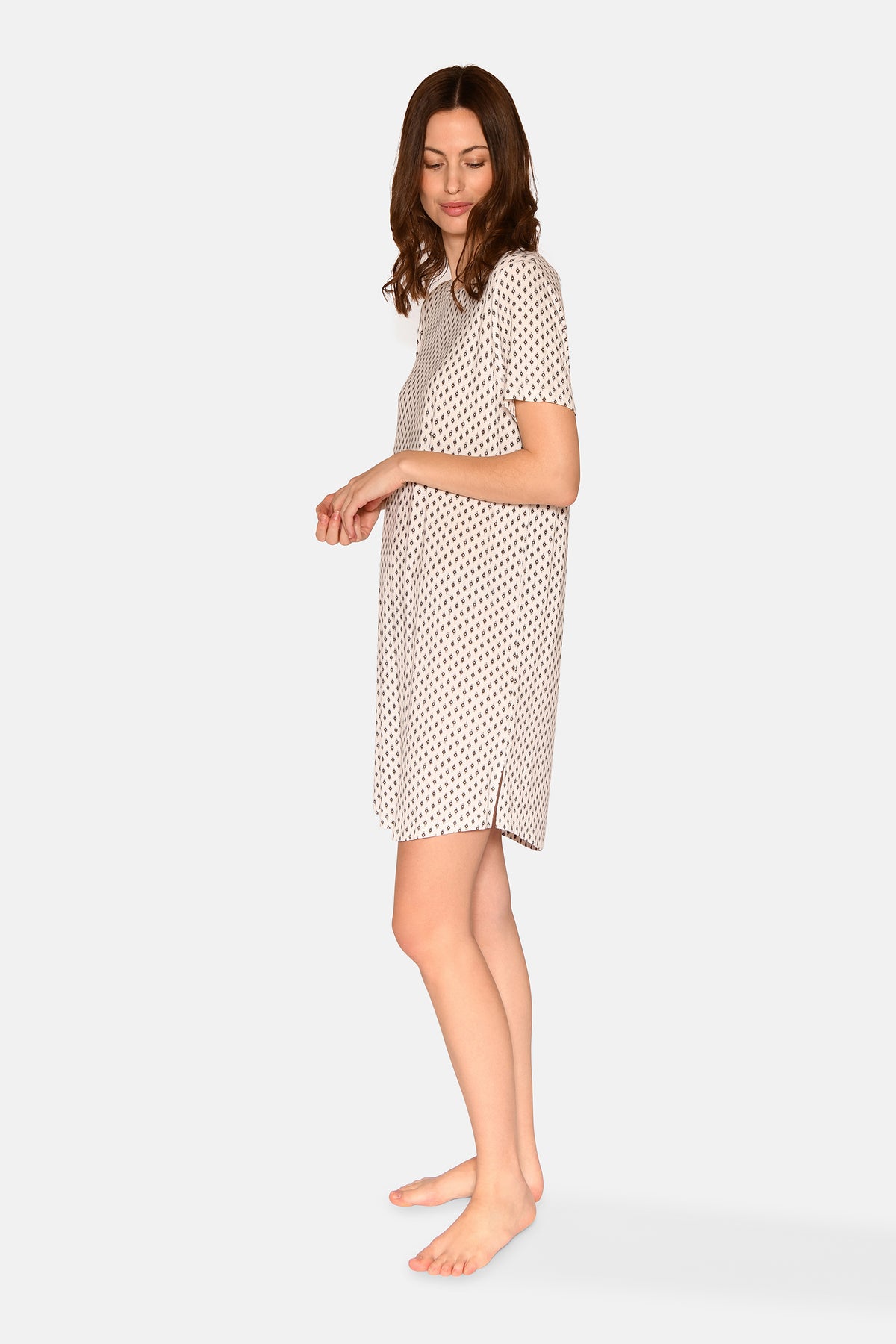Nicole S/S Dress, Snow white AOP