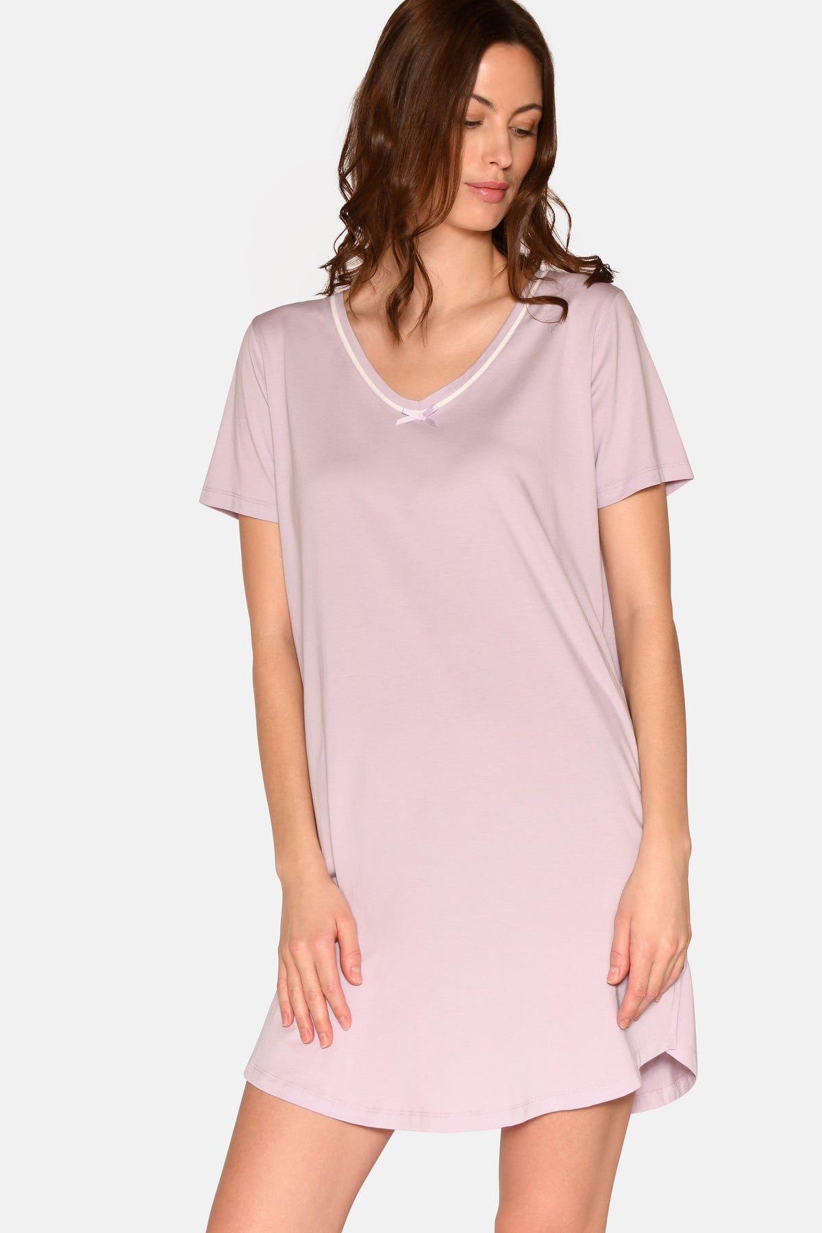 Nicole S/S V-neck Dress, Misty Lilac
