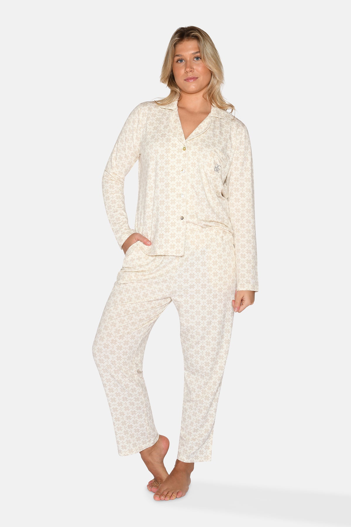 Charlot Crop Pants, Cement AOP