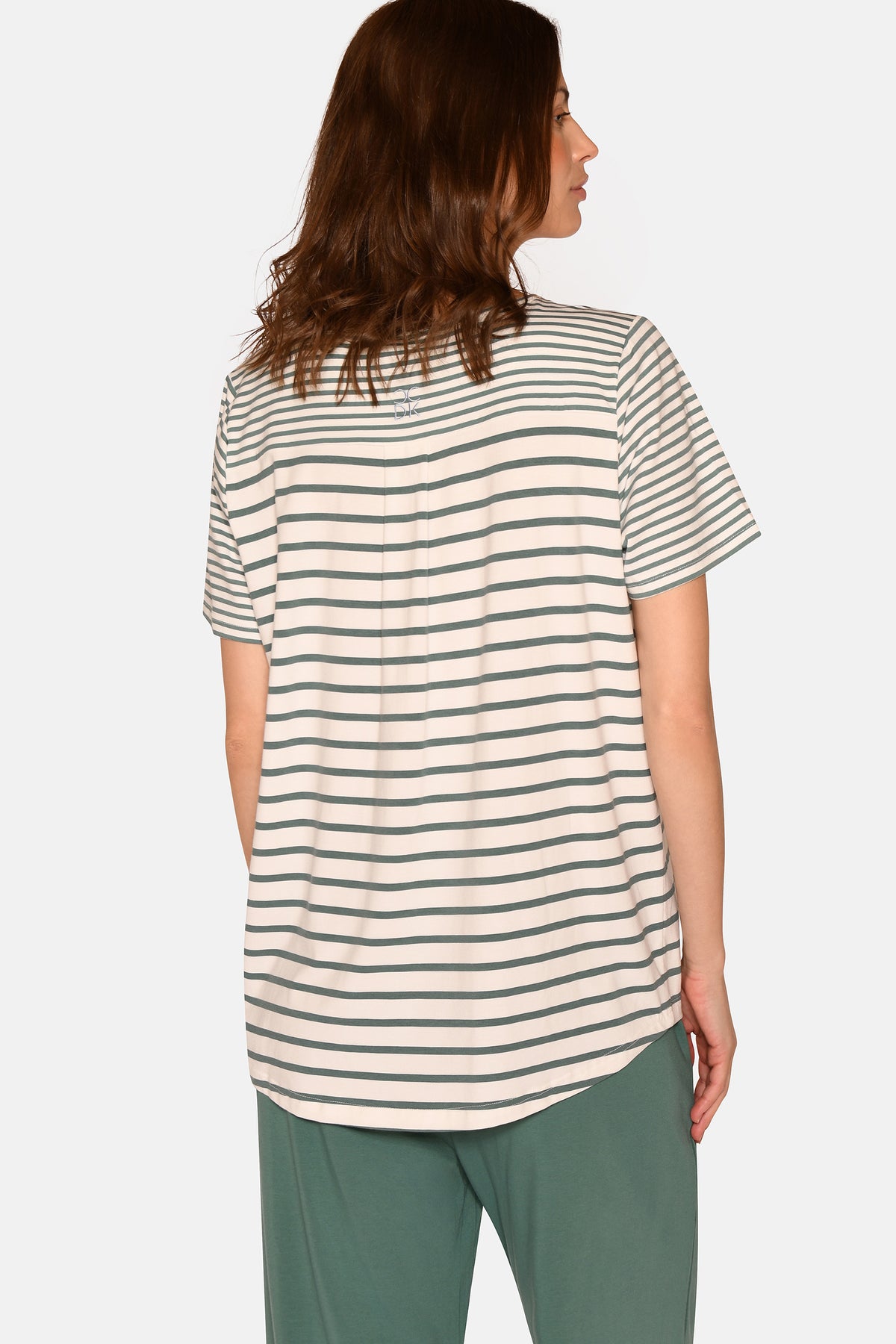 Bea S/S T-shirt, Sagebrush Green Stripe.