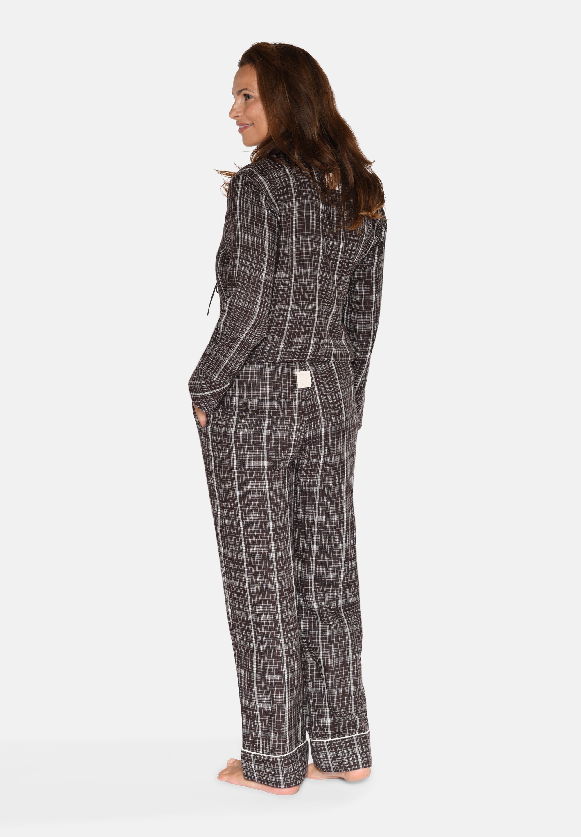 Mila Pants, Seal Brown Check