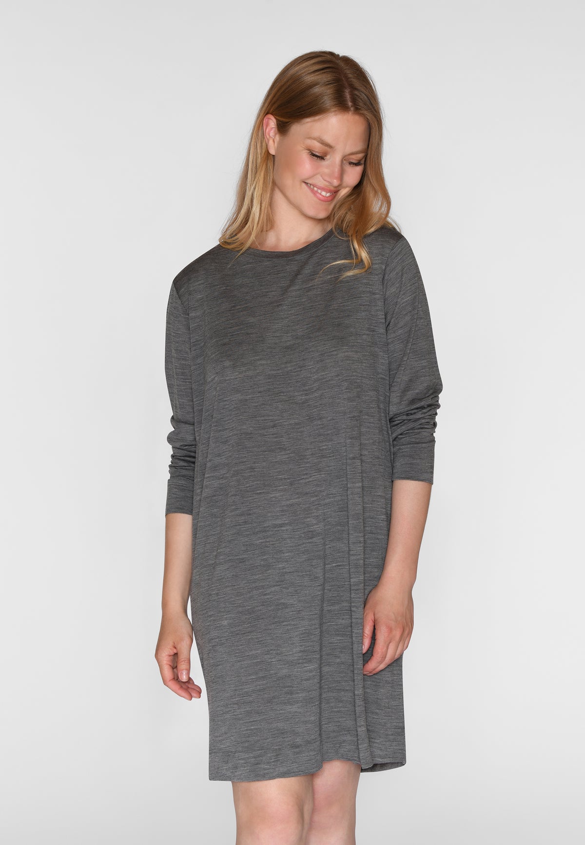 Marcia L/S Dress, Dark Grey Melange