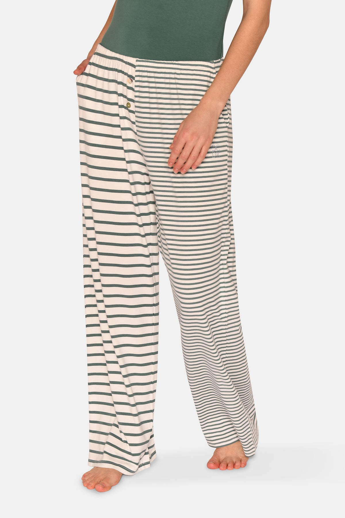 Amy Loose Pants, Sagebrush Green Stripe.