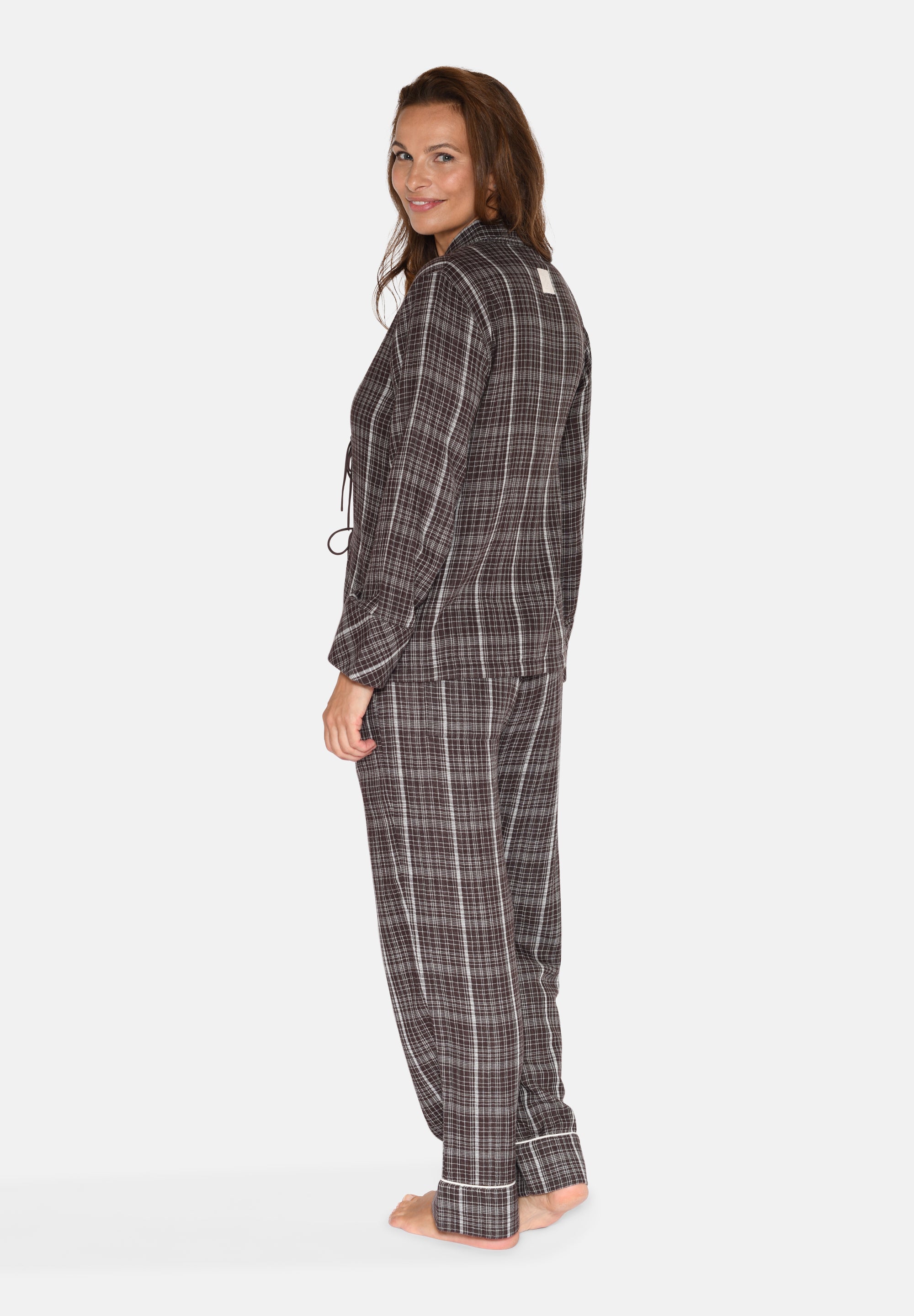 Nanny Blouse, Seal Brown Check