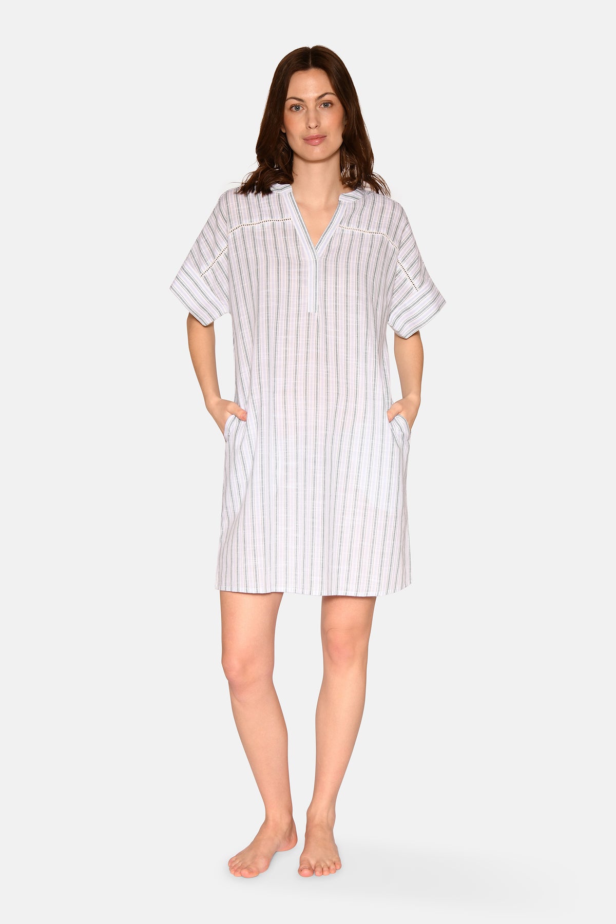 Aya Dress, Sagebrush Green Stripe