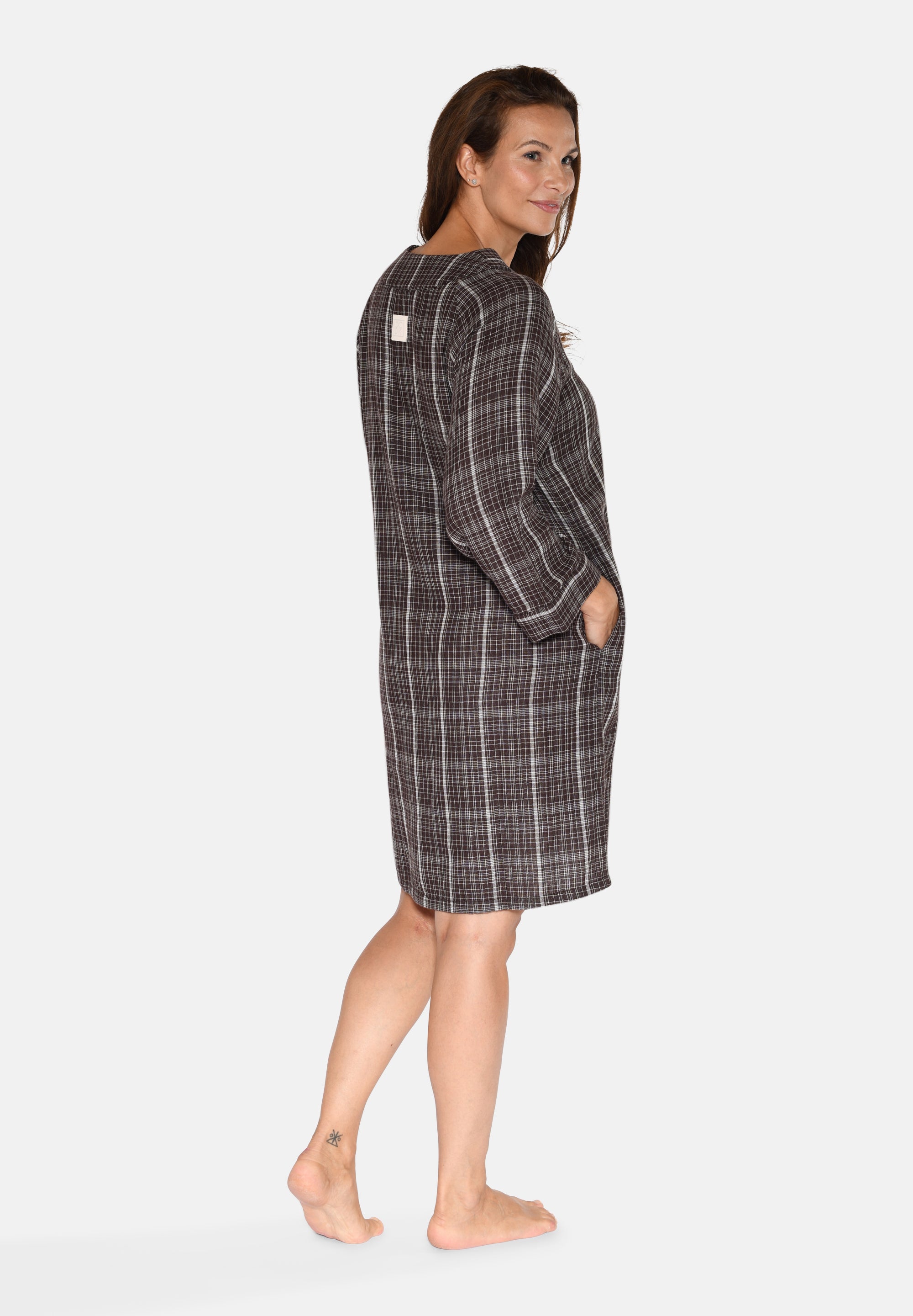 Elly Tunic, Seal Brown Check