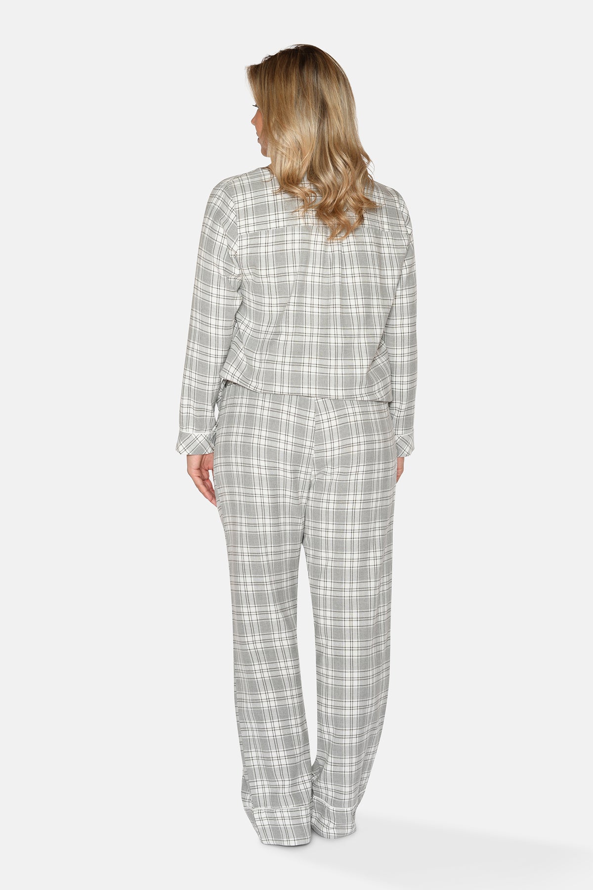 Nicola Check Pants, Grey Melange Check