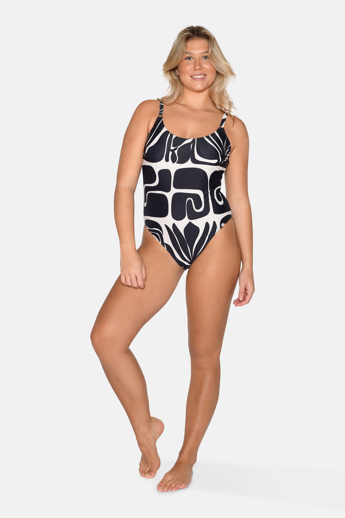 Bella Swimsuit w. Wire, Black AOP