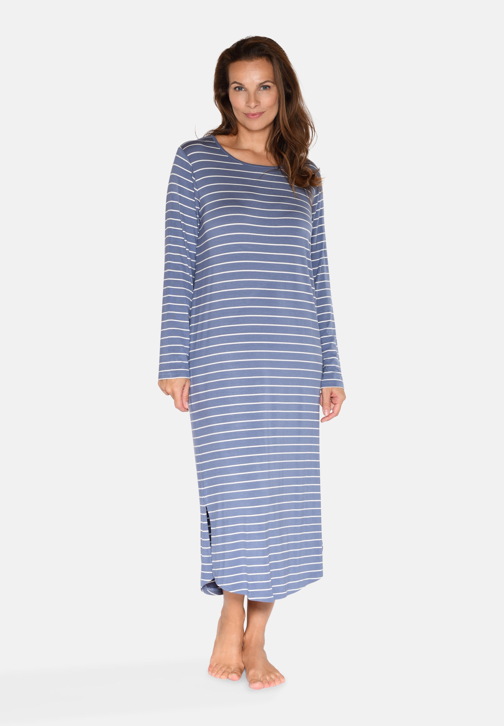 Nicole Long Sleeve Long Dress, Wild Wind Stripe
