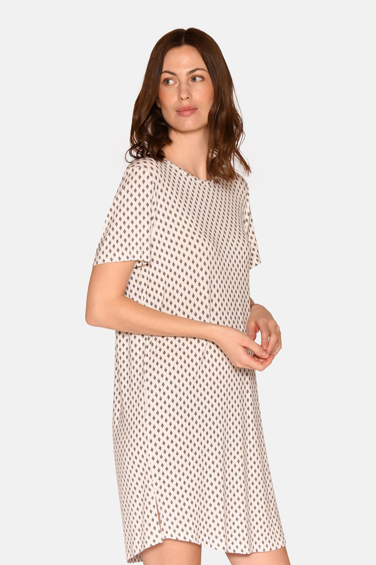 Nicole S/S Dress, Snow white AOP
