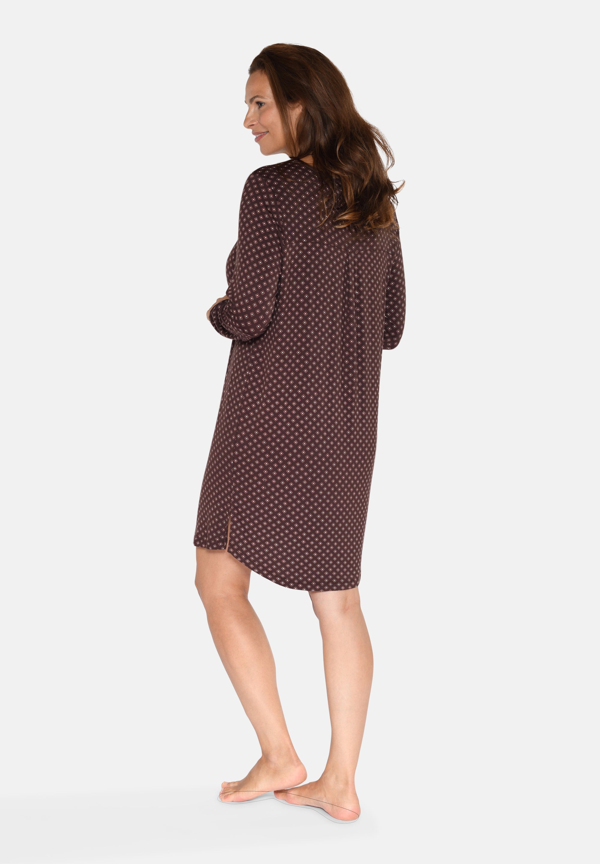 Nicole Long Sleeve Dress, Seal Brown AOP