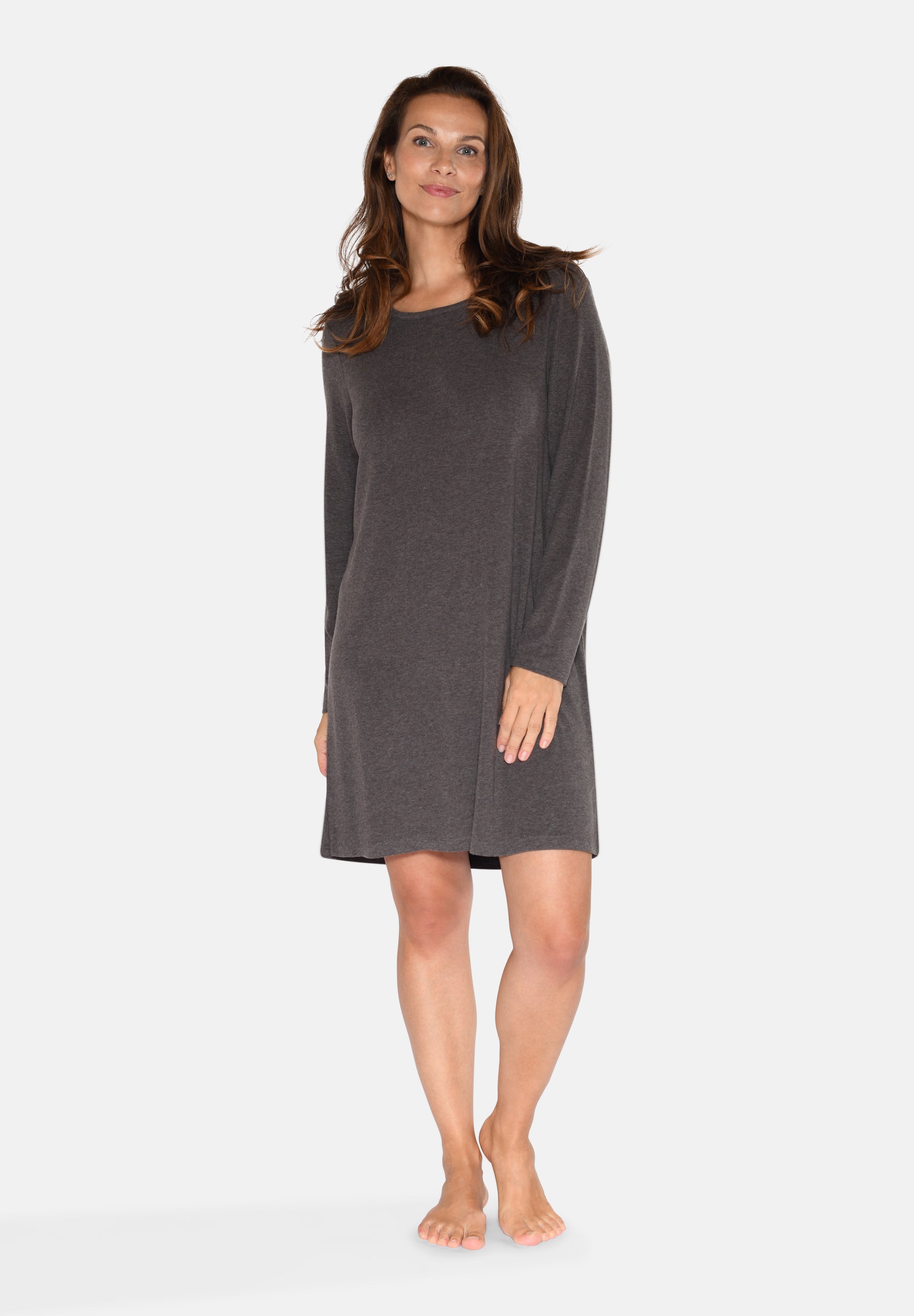 Bea Long Sleeve Dress, Seal Brown Melange
