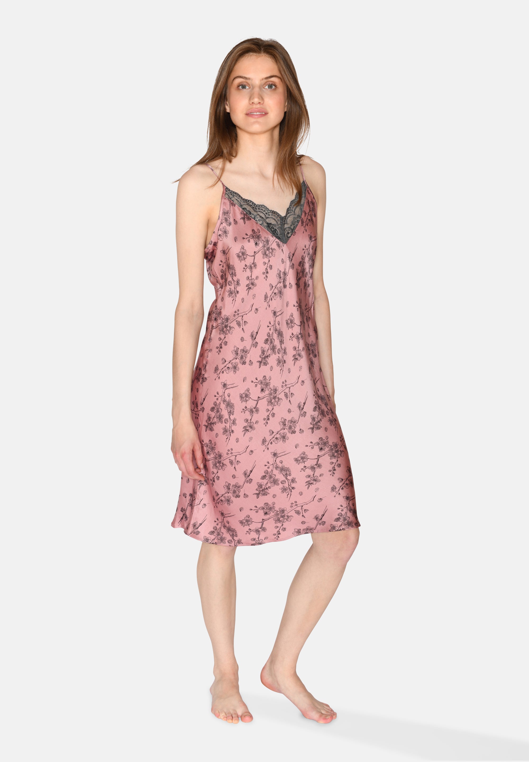 Laura Chemise Dress, Old Rose AOP