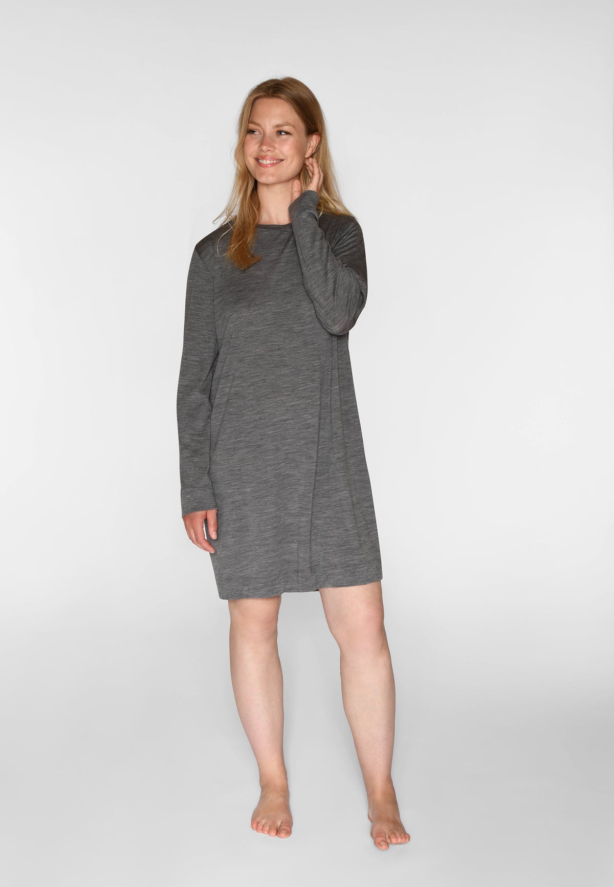 Marcia L/S Dress, Dark Grey Melange