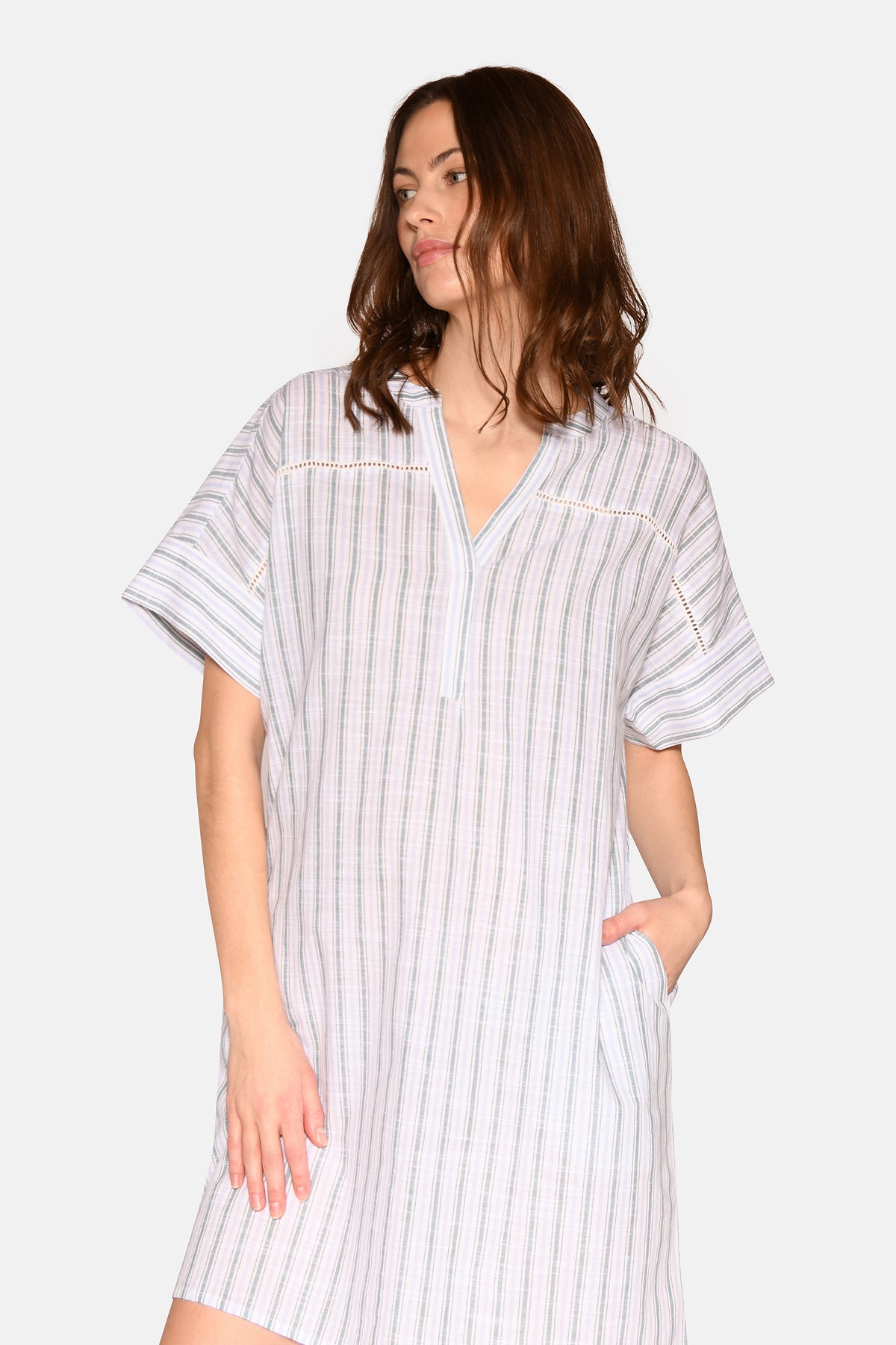 Aya Dress, Sagebrush Green Stripe