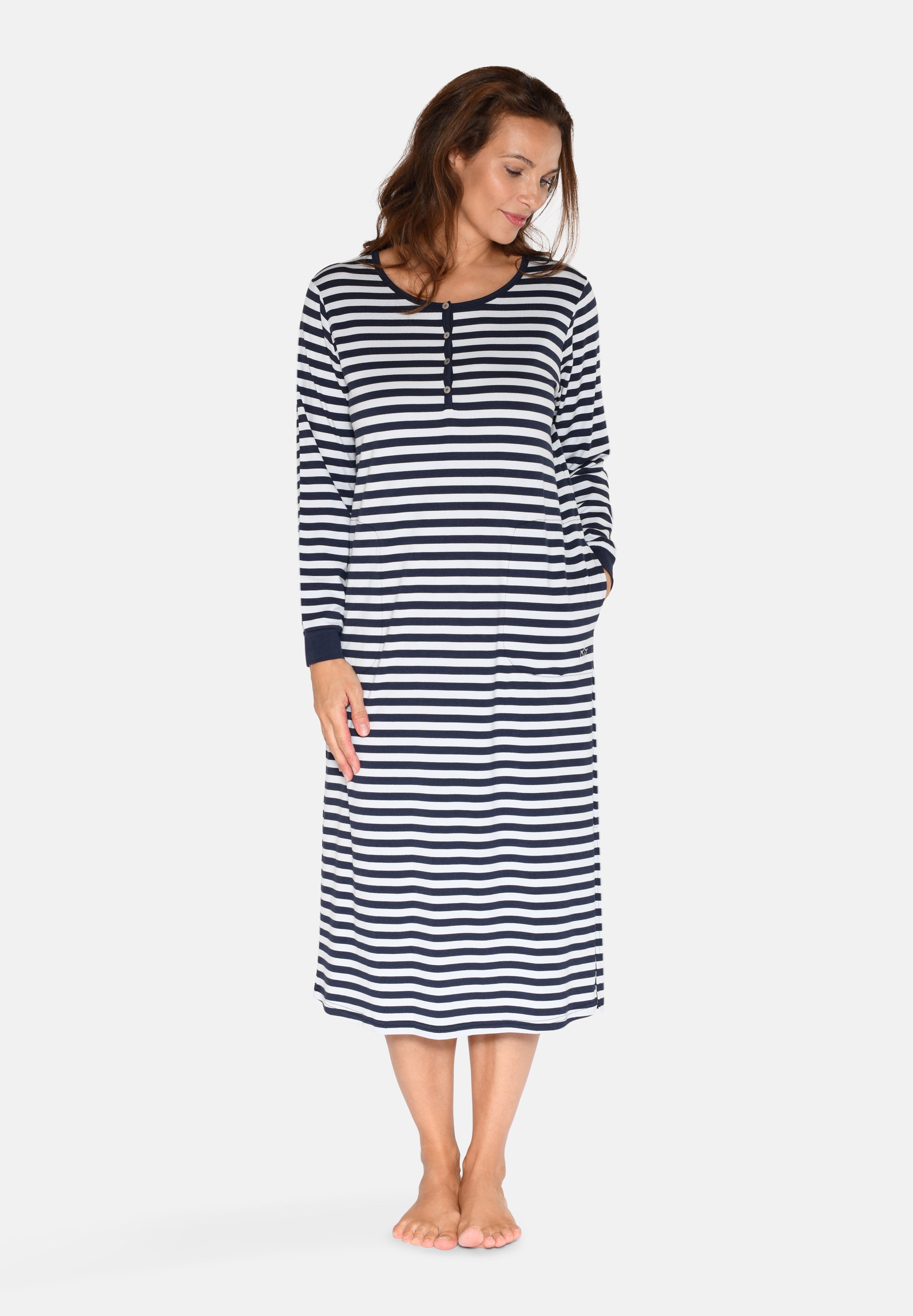 Beate Long Sleeve Dress, Artic Ice Stripe