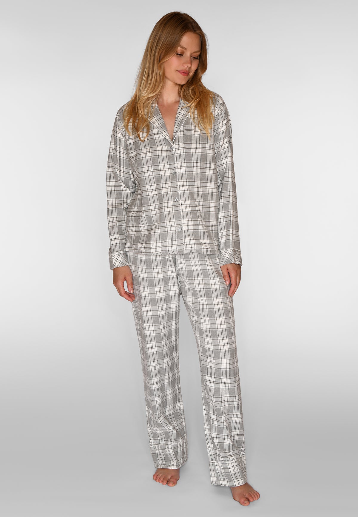 Helga Check Set, Grey Melange Check