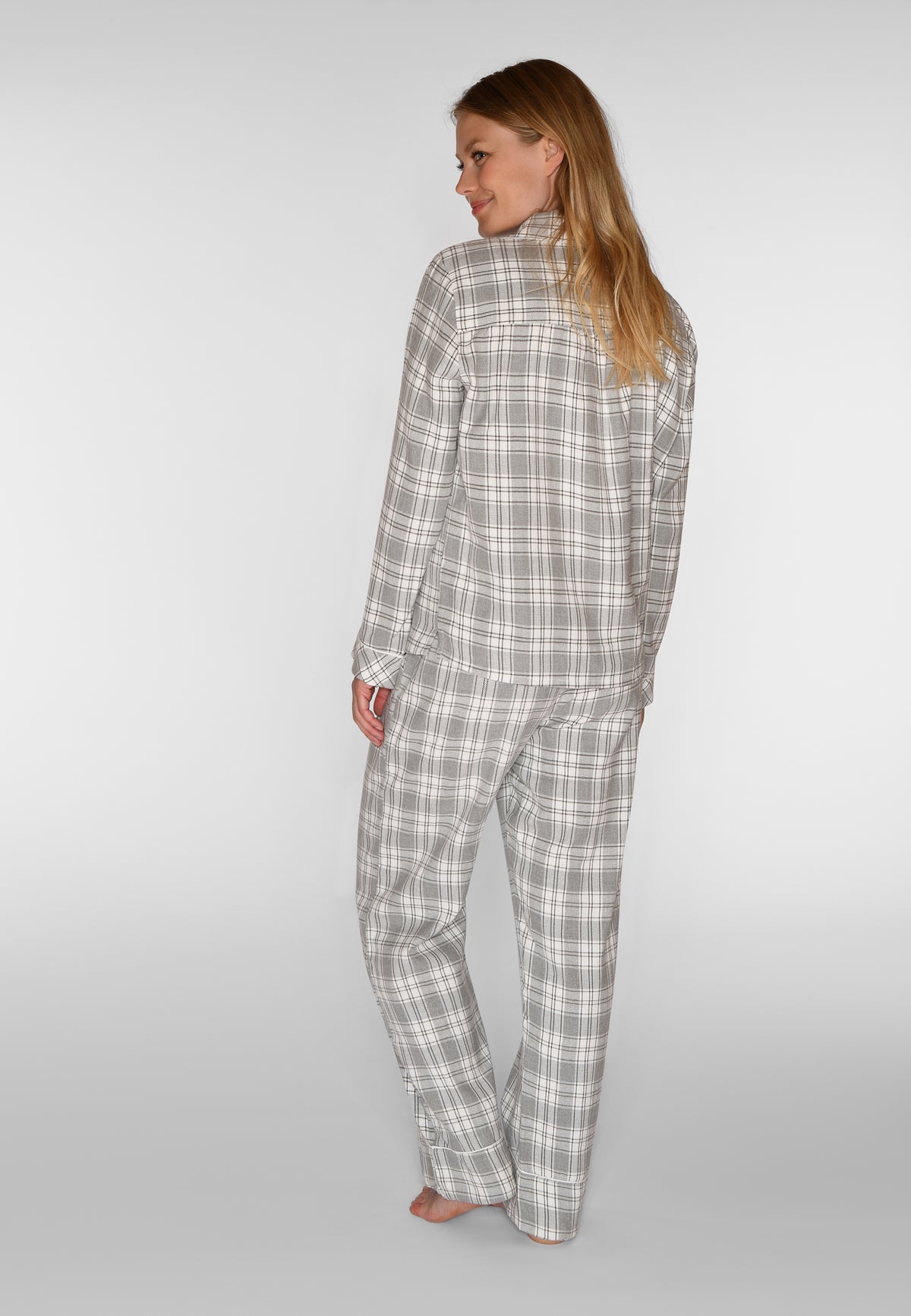 Helga Check Set, Grey Melange Check