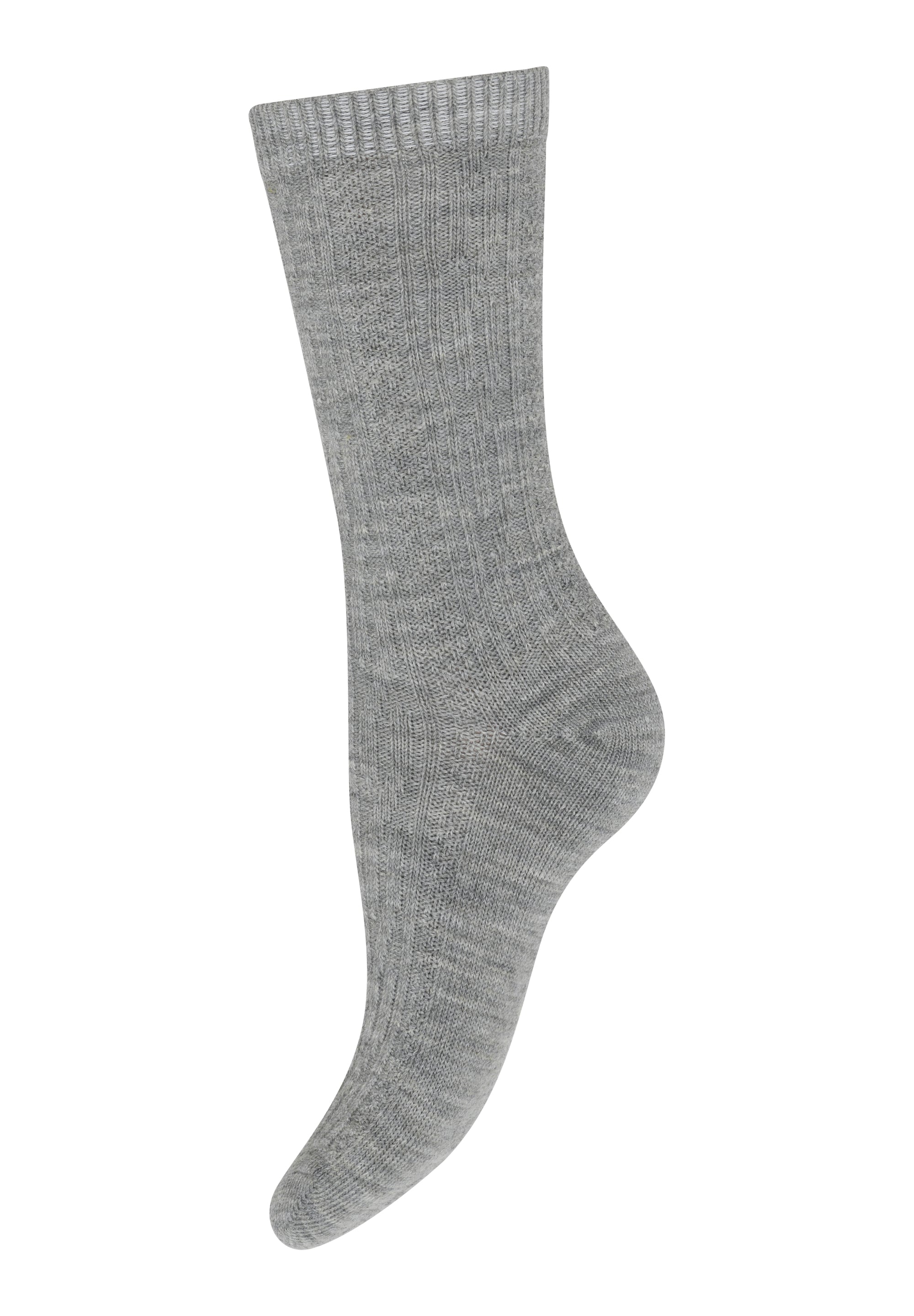 Cable Knit Socks, Grey Melange