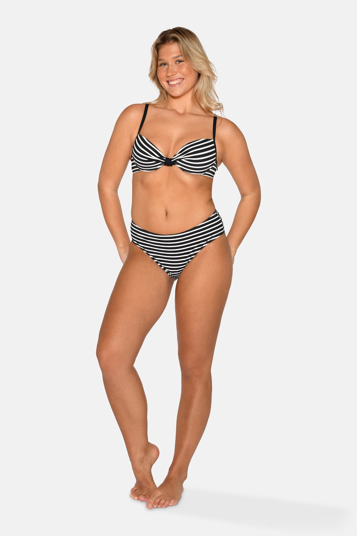 Brianna Midi Bikini Brief, Black Stripe
